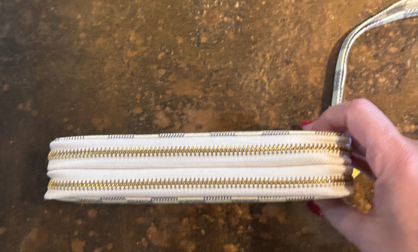 LV White Damier Zippered Wallet