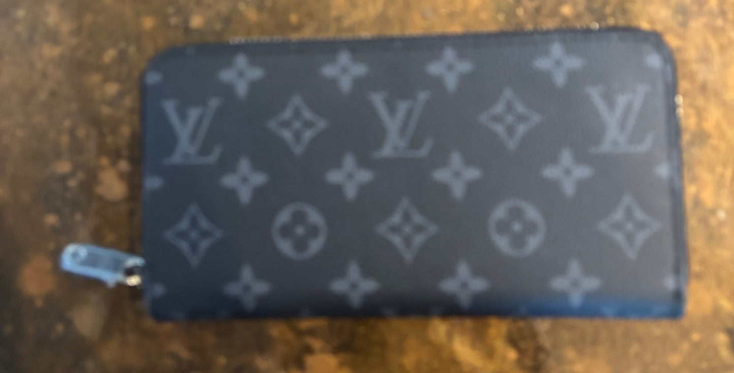 LV Black Large Zippered Wallet