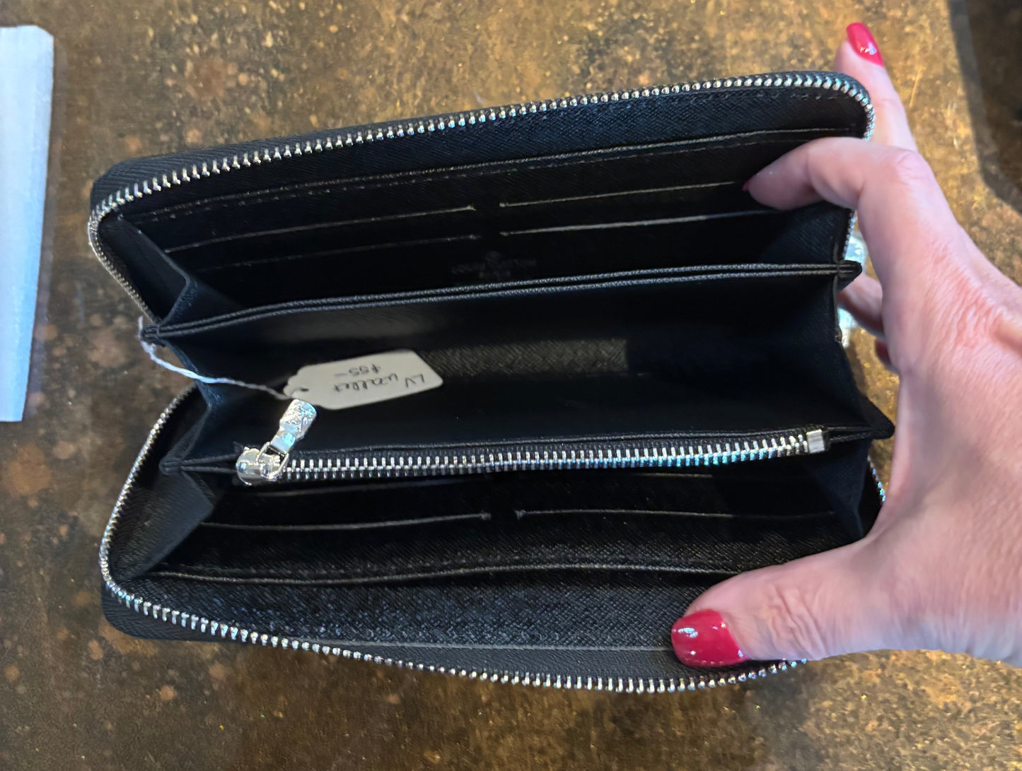 LV Black Large Zippered Wallet