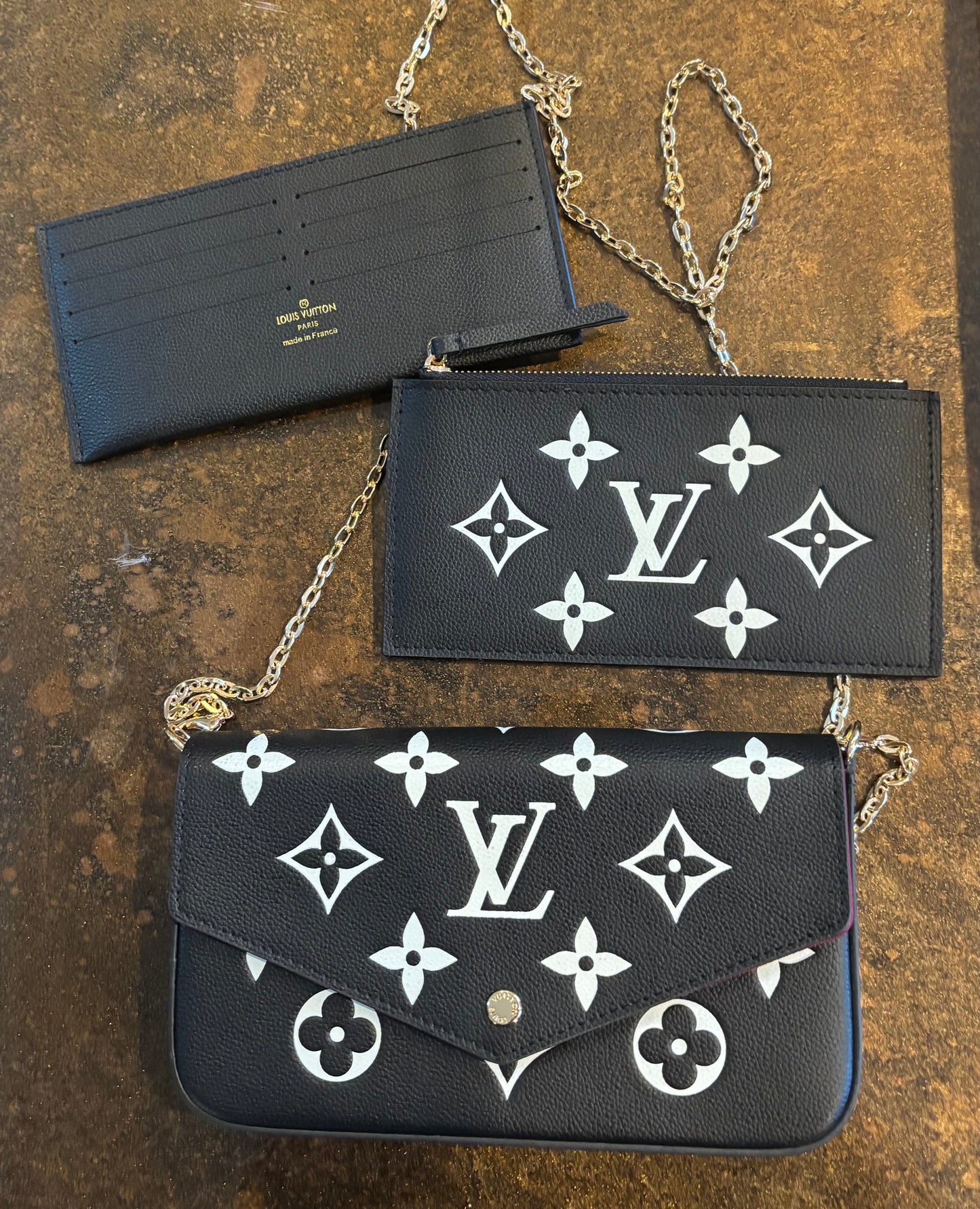 LV Black/tan Crossbody 3pc set