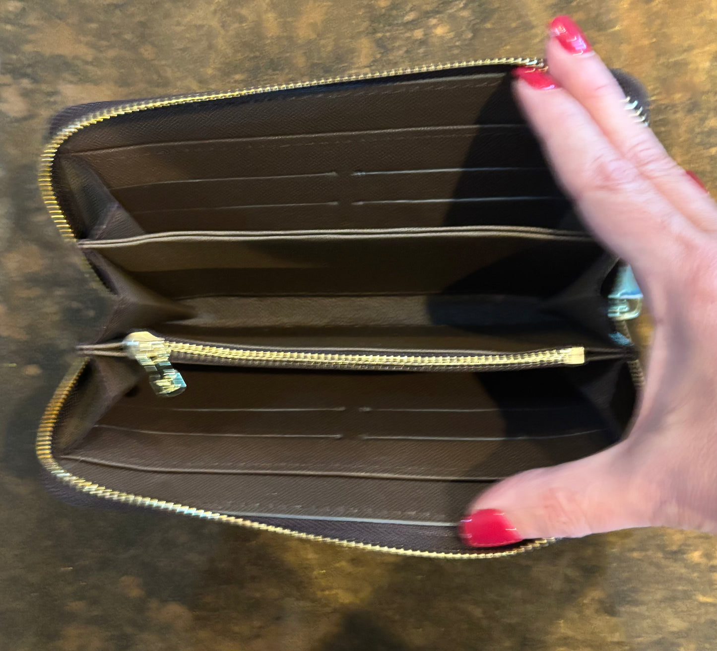 LV Large Damier Brown Wallet