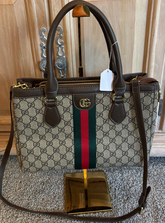 Gucci Mono Stripe Double Handle Crossbody 2590