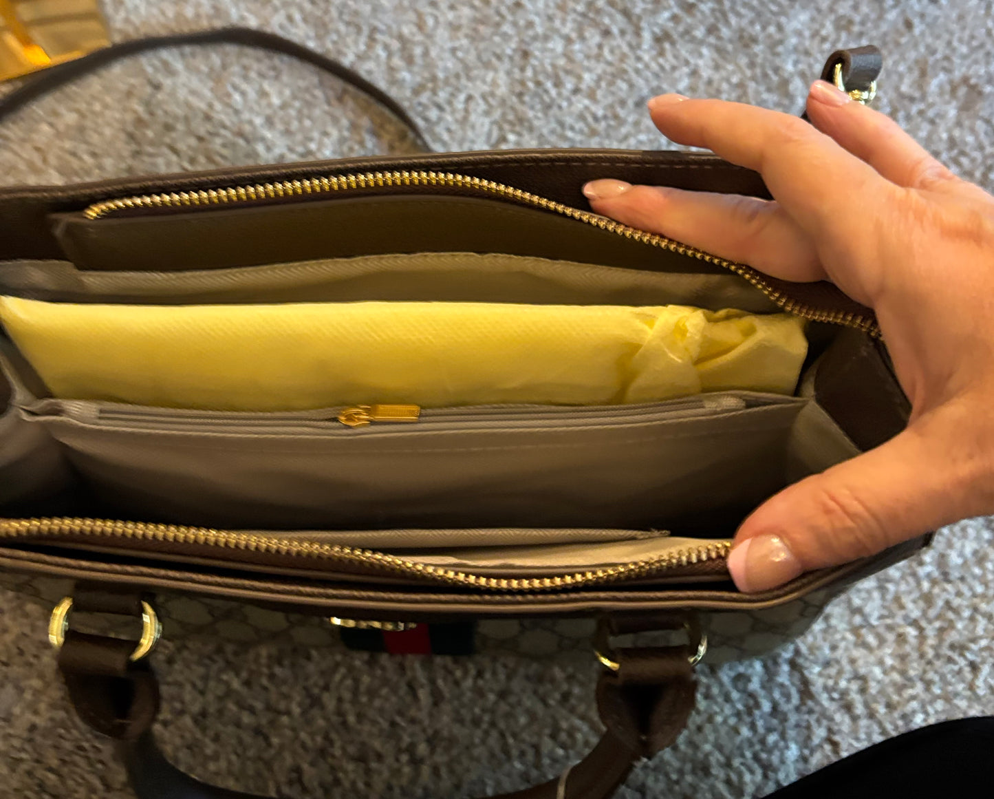 Gucci Mono Stripe Double Handle Crossbody 2590