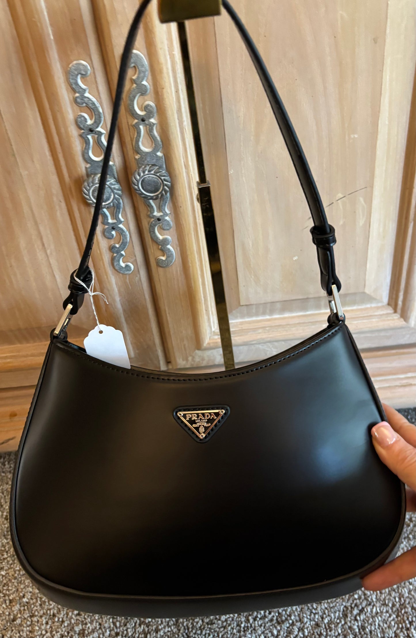 Prada black Leather shoulder Bag 2602