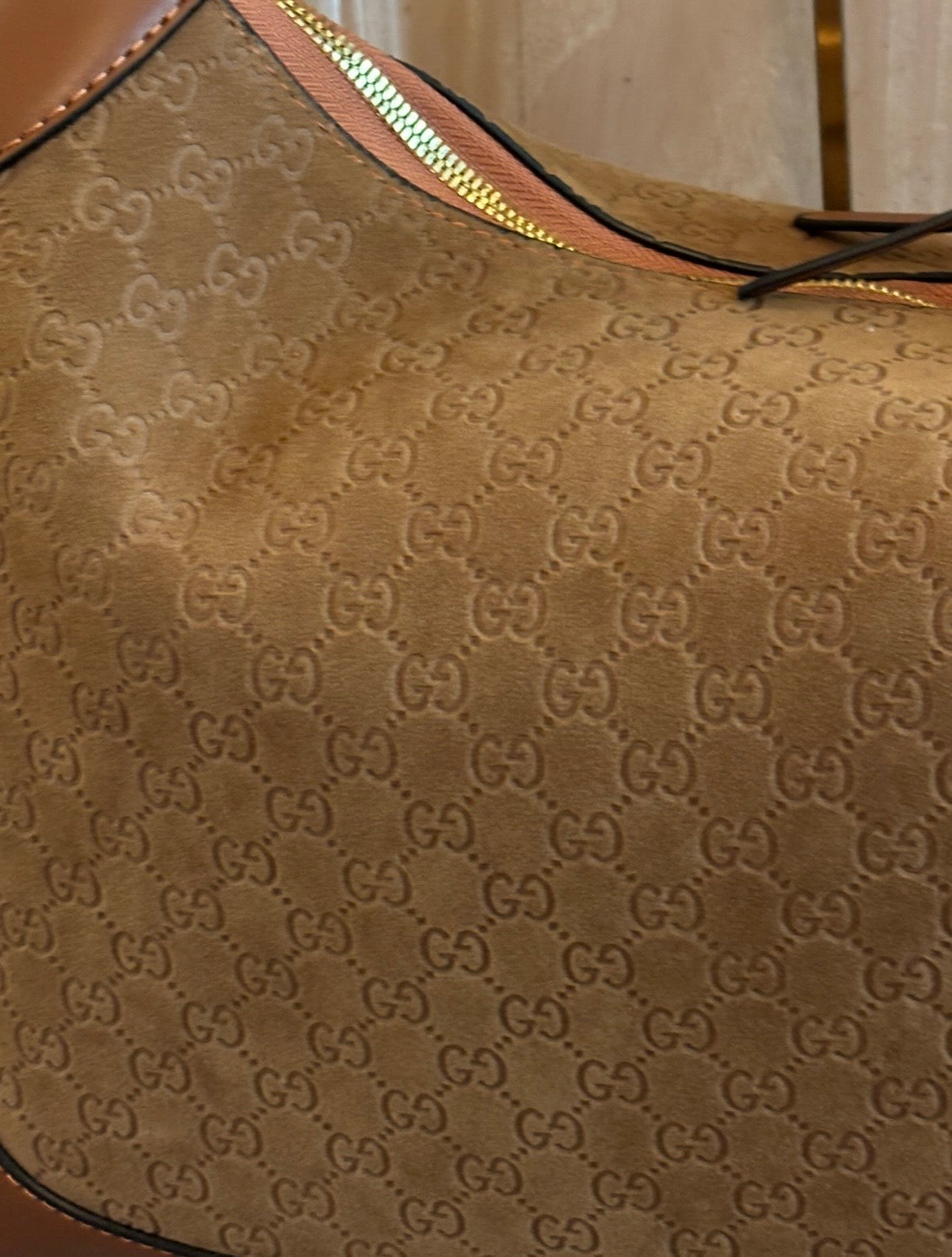 Gucci Brown Shoulder Bag Suede 2601