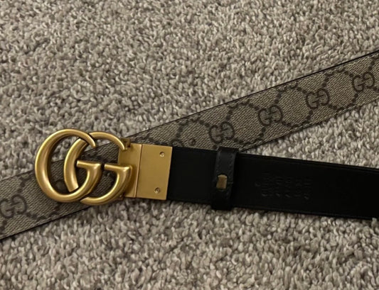 Gucci Reversible Bely Solid Black/Brown Mono 27-29" 2621