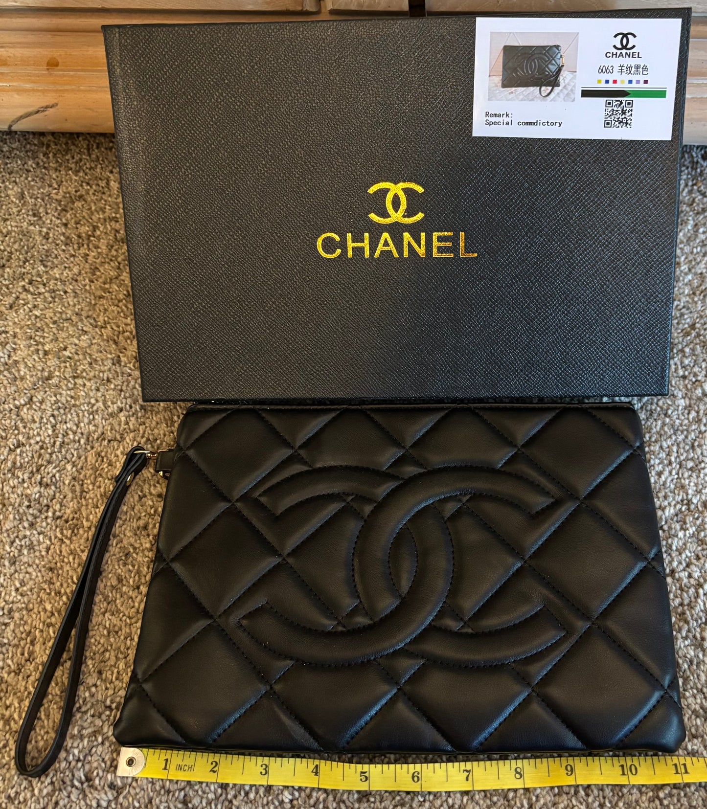 Chanel Large Black Zippered Clutch 2603