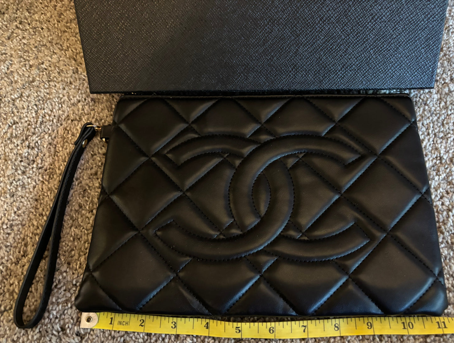 Chanel Large Black Zippered Clutch 2603
