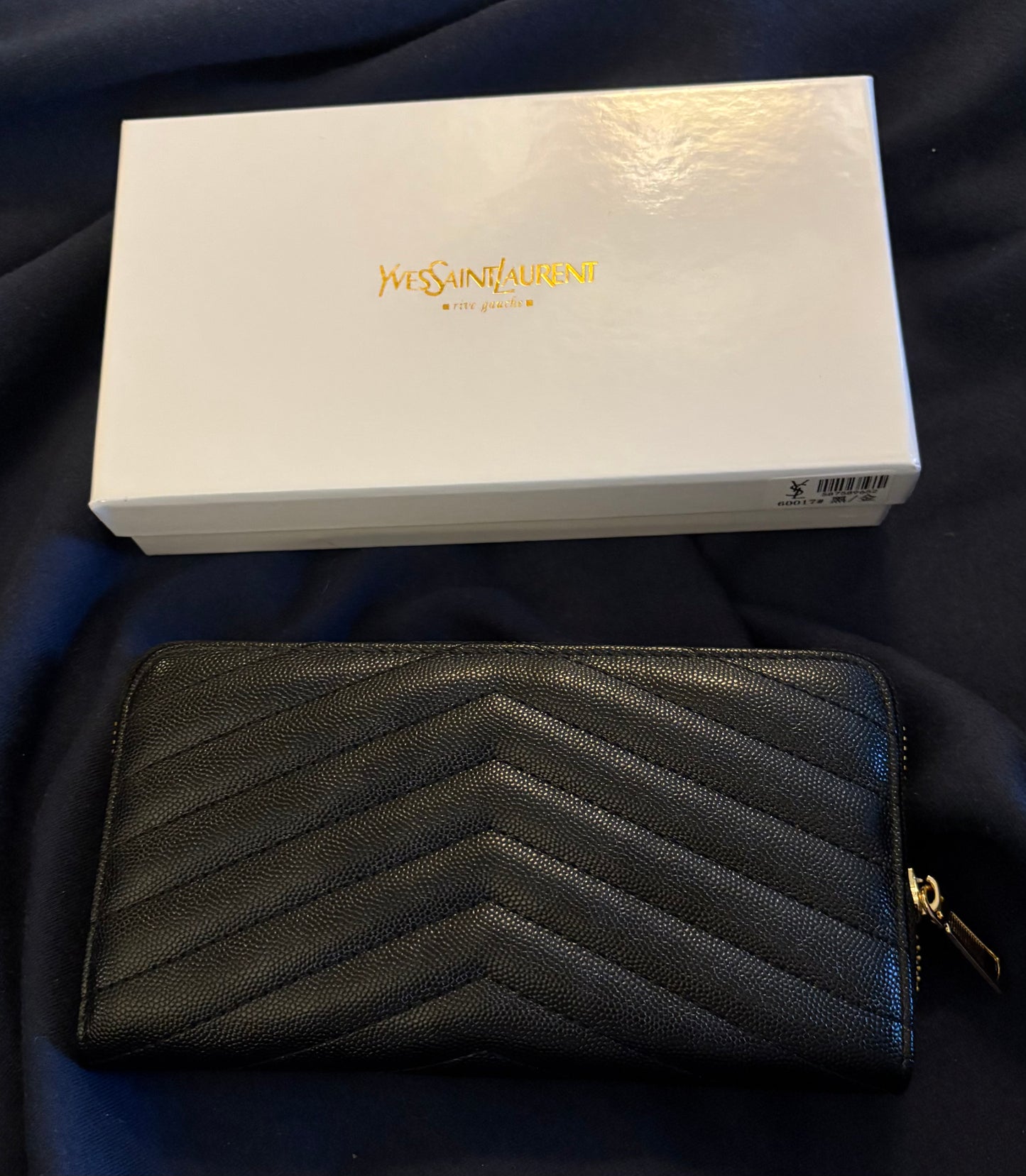 YSL Large Zip Black Wallet Gold Hardware 2620