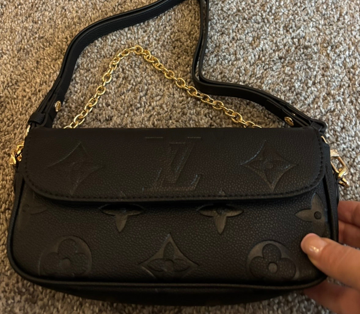 LV Black Mono Flap Bag Clutch, Shoulder/Crossbody 2624