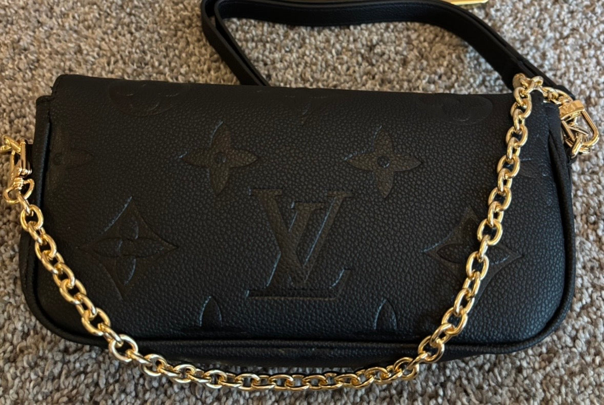 LV Black Mono Flap Bag Clutch, Shoulder/Crossbody 2624