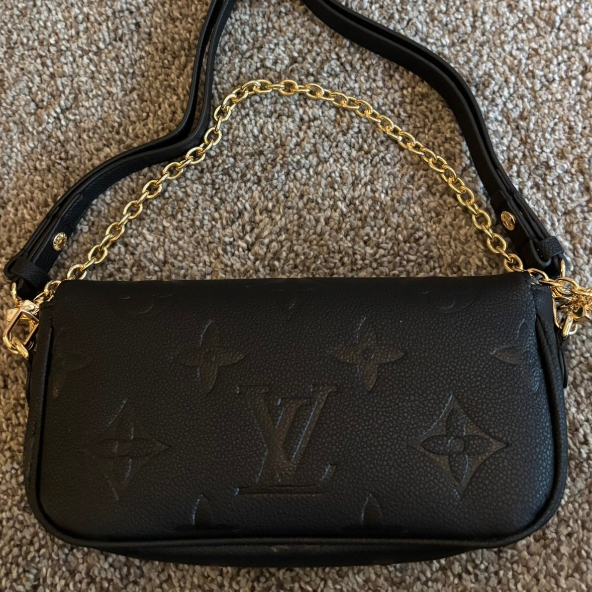 LV Black Mono Flap Bag Clutch, Shoulder/Crossbody 2624