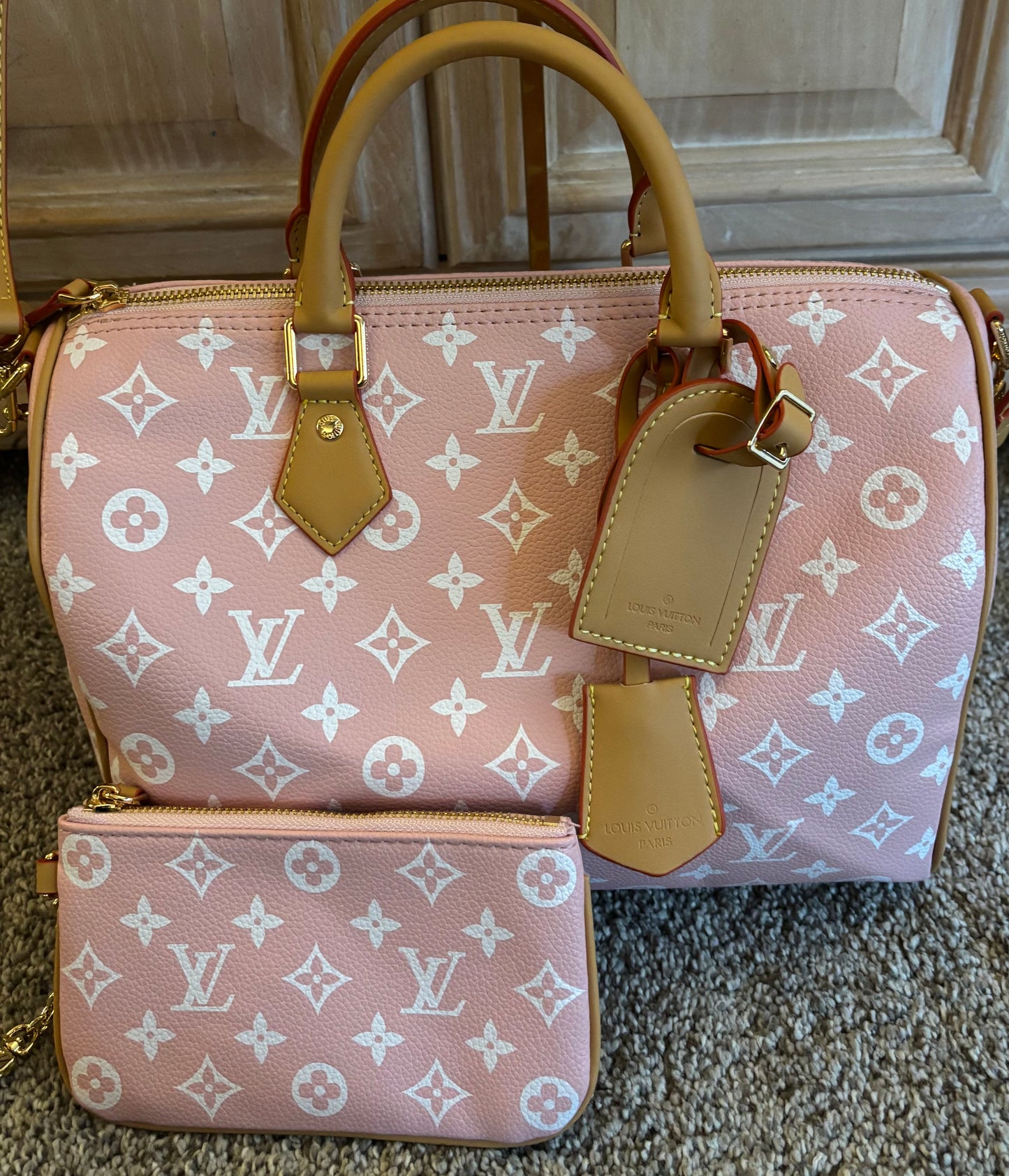 LV Pale Pink Speedy Double Handle/Crossbody 2627