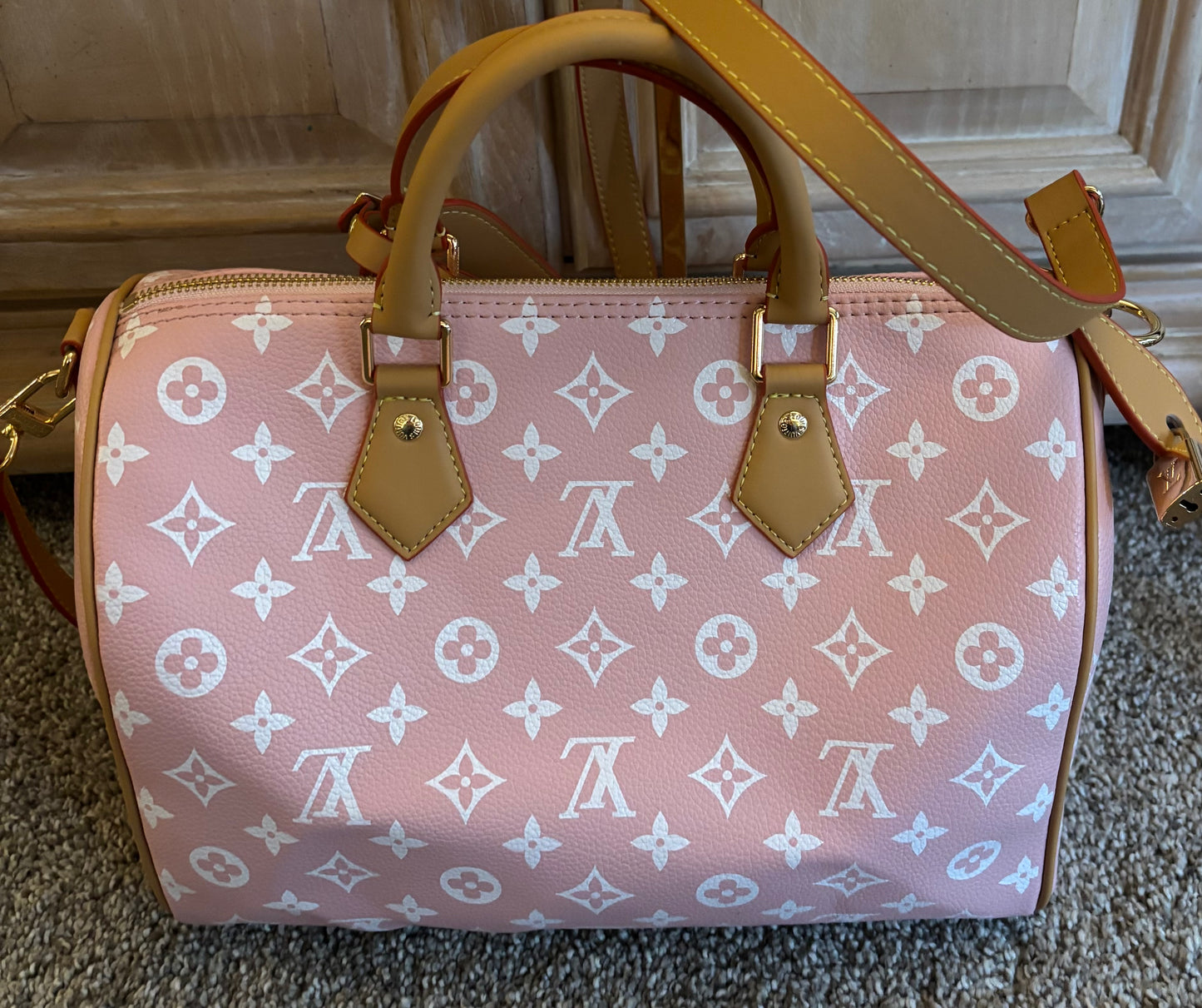 LV Pale Pink Speedy Double Handle/Crossbody 2627