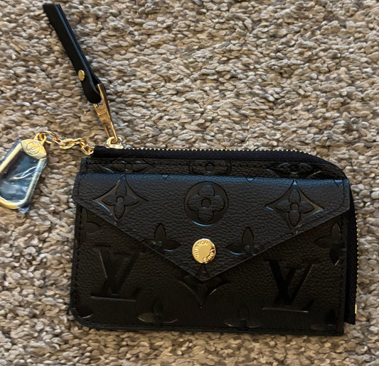 LV Black Mono Zippered Key Pouch Keychain 2642