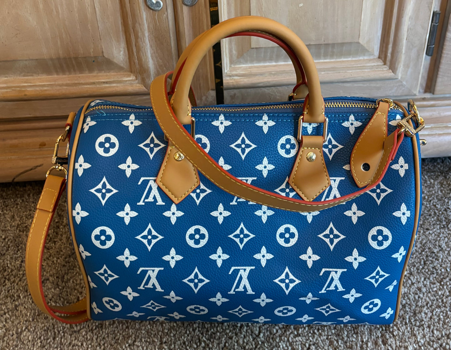 LV Blue Speedy Double Handle/Crossbody 2640