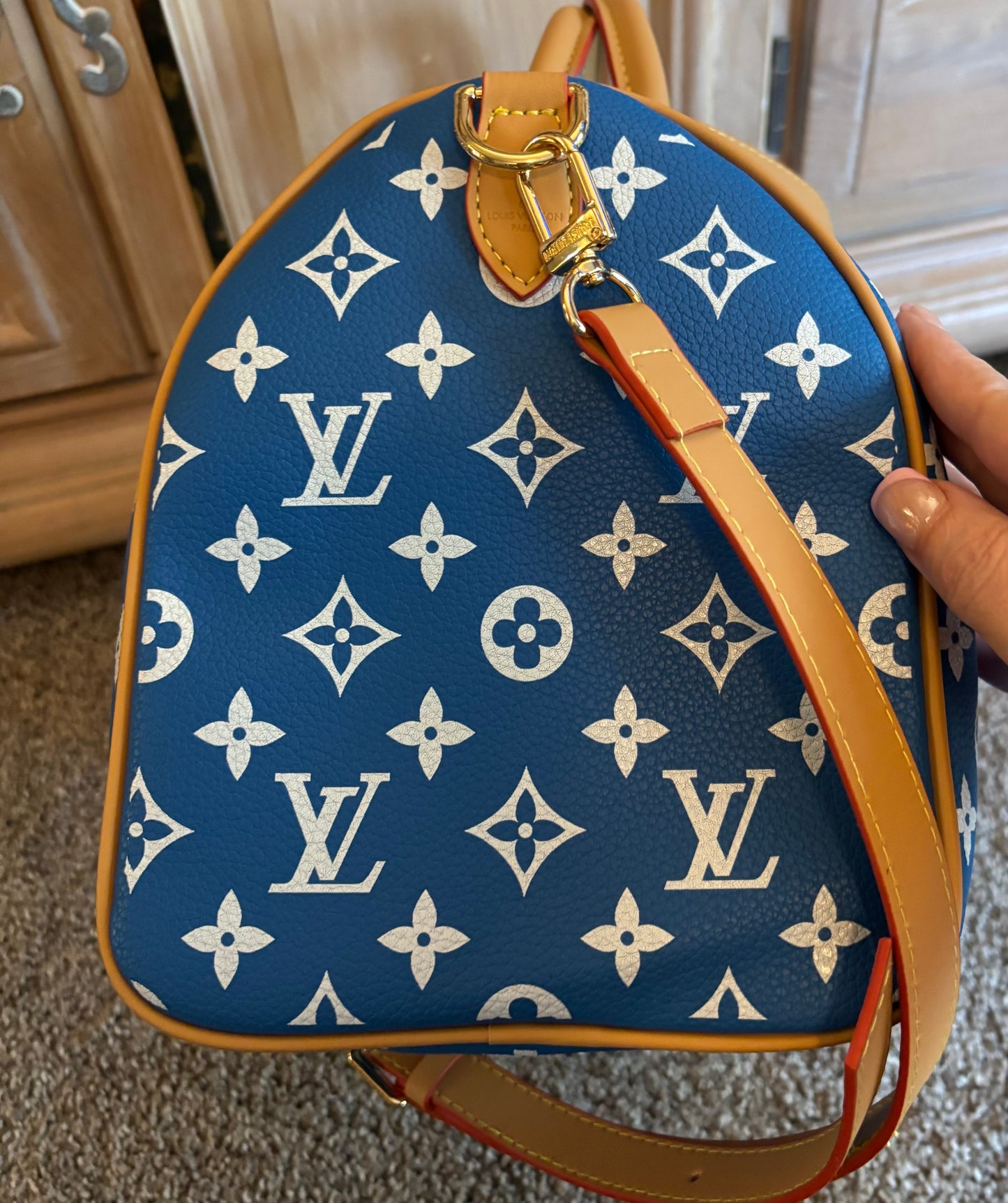 LV Blue Speedy Double Handle/Crossbody 2640