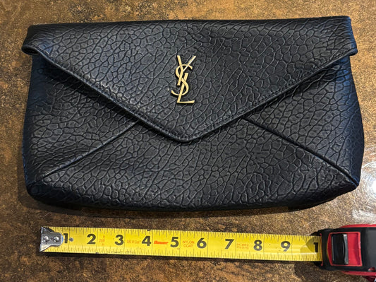 YSL Large Leather Clutch Black