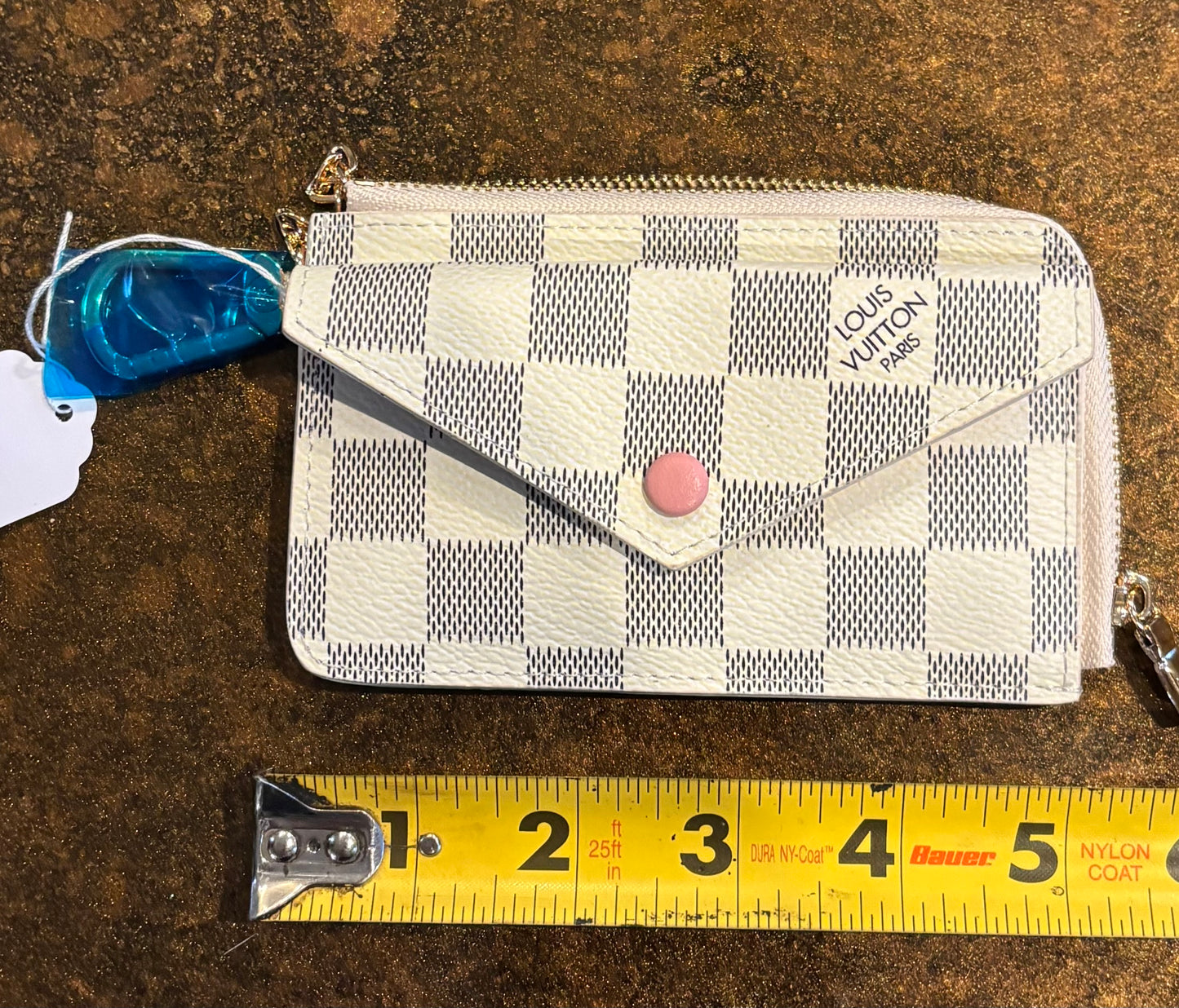 LV White Damier Zippered Key Wallet