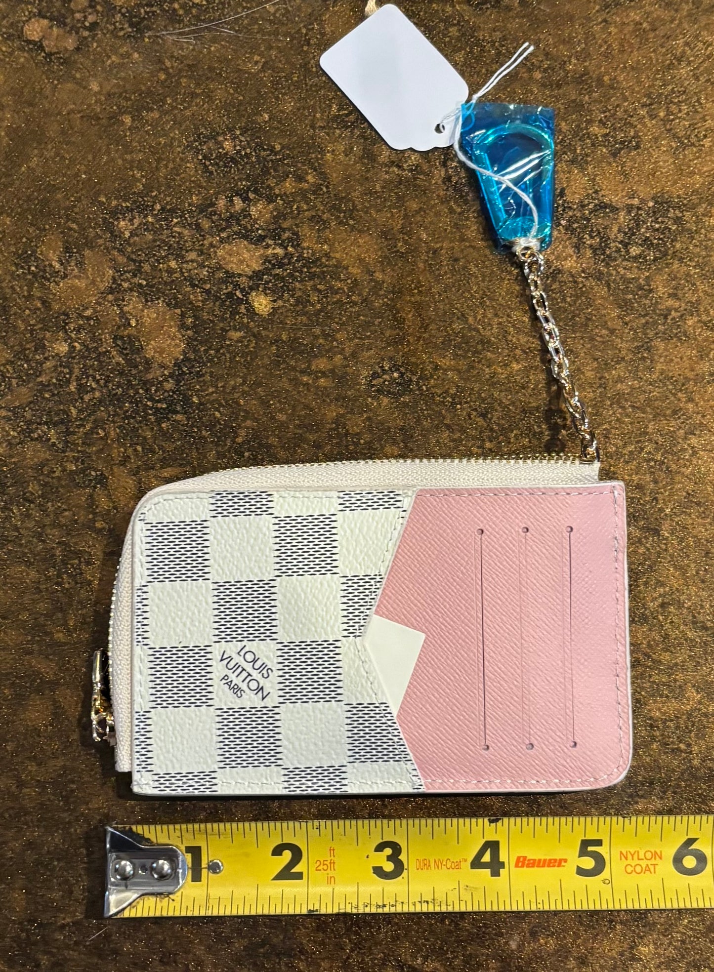 LV White Damier Zippered Key Wallet