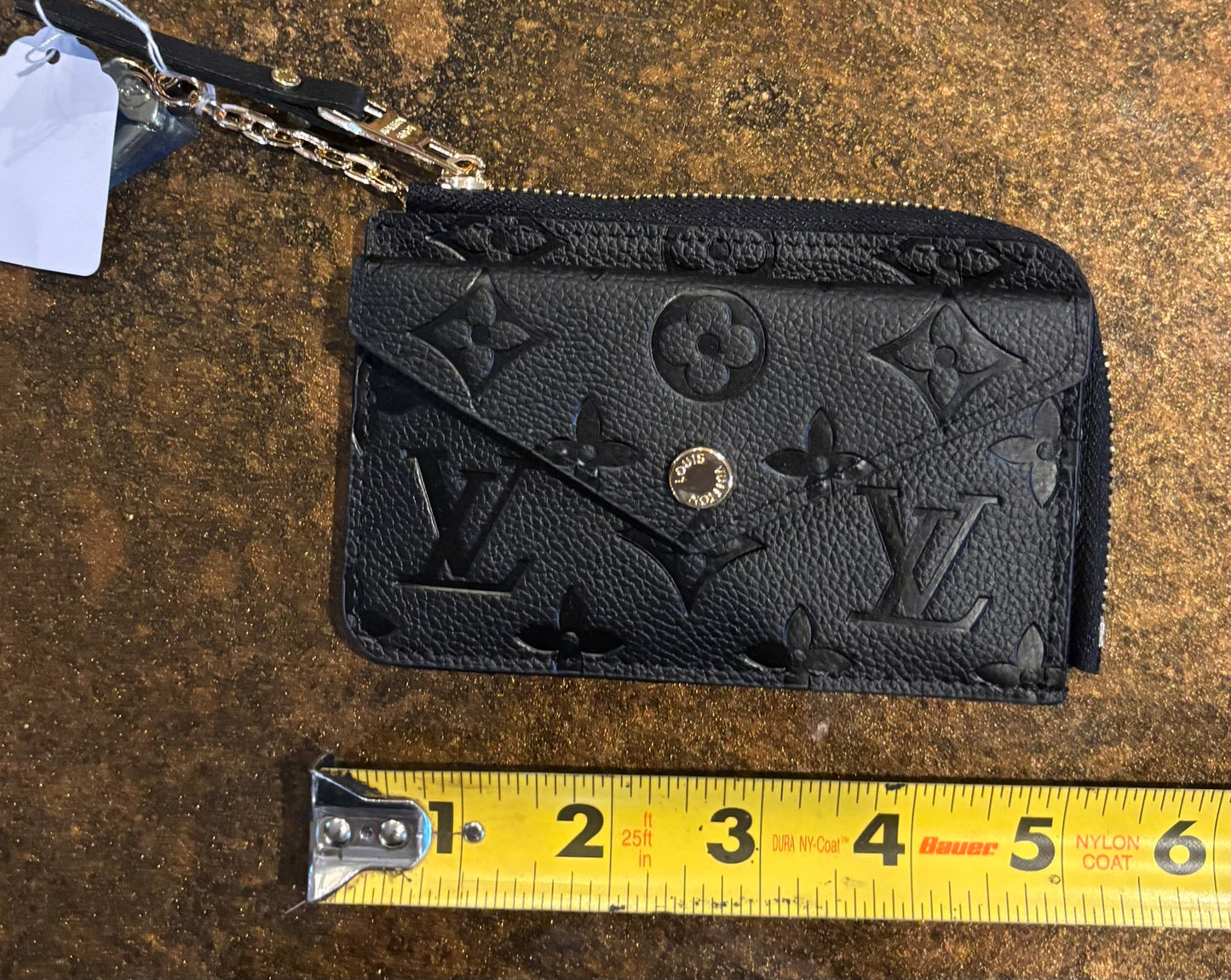 LV Black Leather Zippered Key Wallet