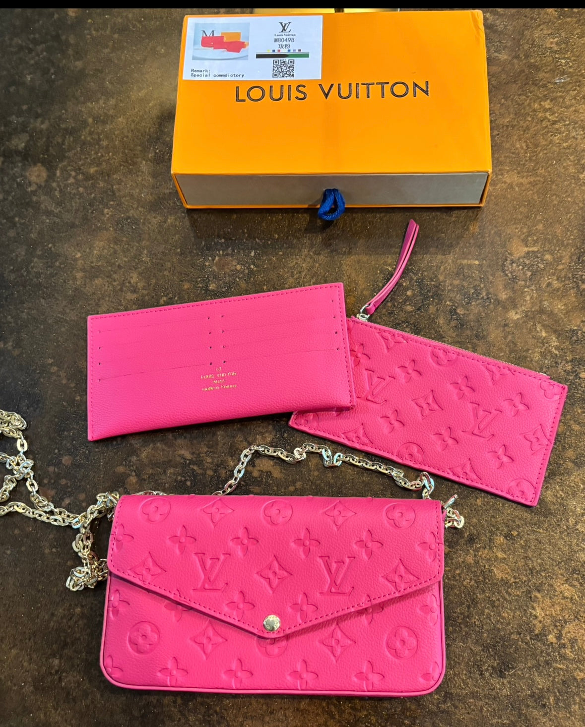 LV Bright Pink 3pc Set Crossbody