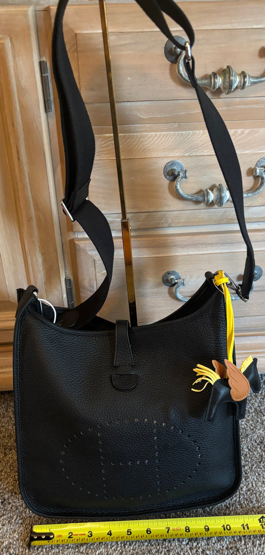Hermes Sft Blak Leather Shoulder Bag 2654