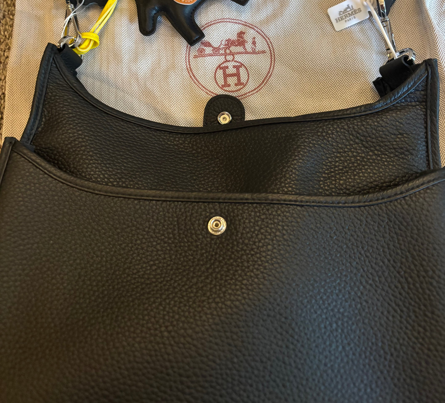 Hermes Sft Blak Leather Shoulder Bag 2654