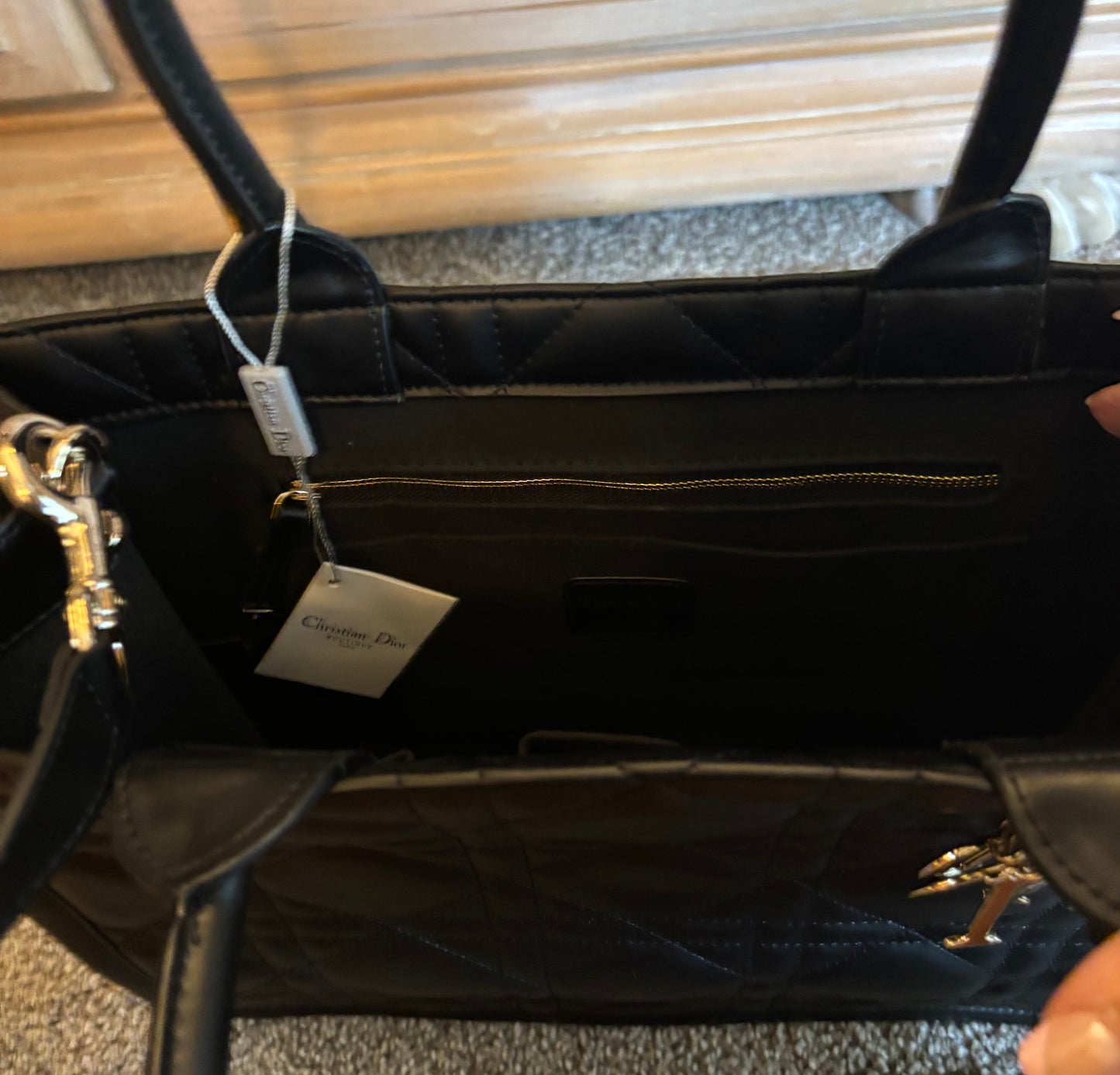 Christan Dior Black Leather Book tote Stunning!! 2655