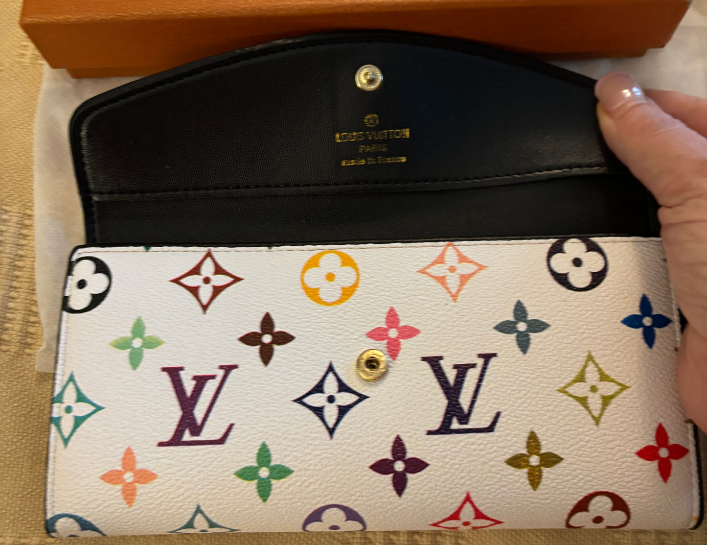 LV White Multi Color & Light Pink Large Wallet 2659
