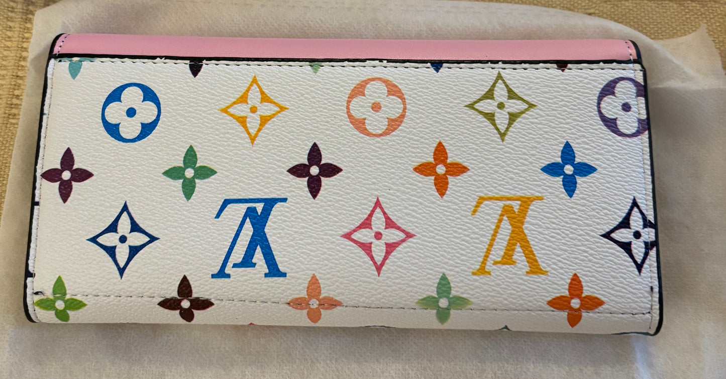 LV White Multi Color & Light Pink Large Wallet 2659