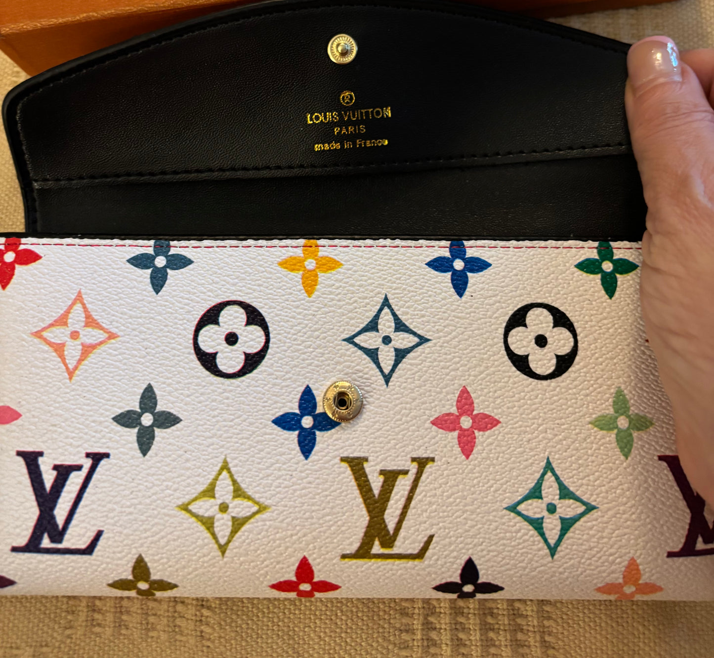 LV White Multi Color/Hot Pink Large Wallet 2660