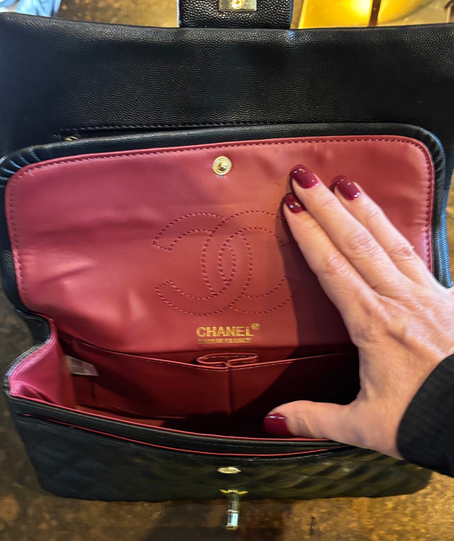 Chanel Med Flag Shoulder/Crossbody Black