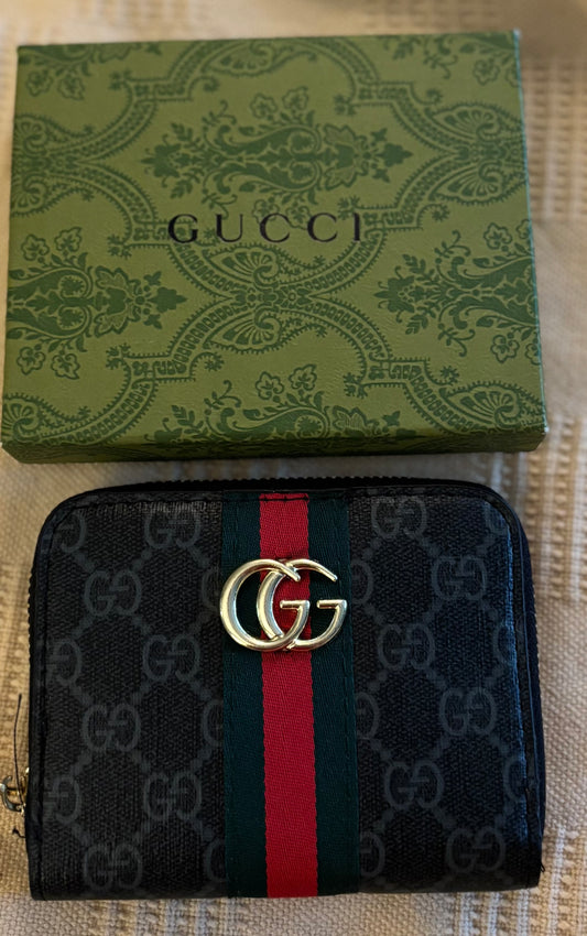 Gucci Mono Black Stripe Small Zippered Wallet 2661
