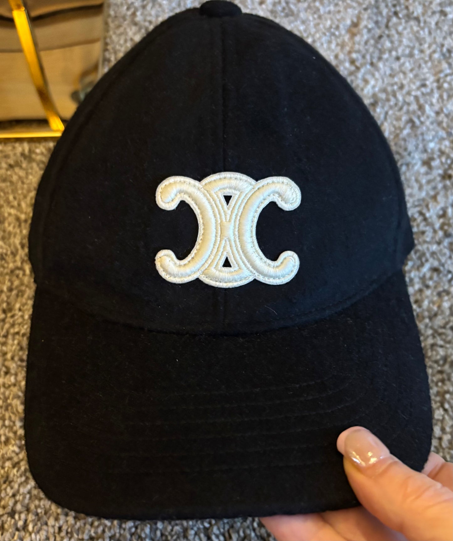 Celine Baseball Cap/Hat Black/White Medium 2673