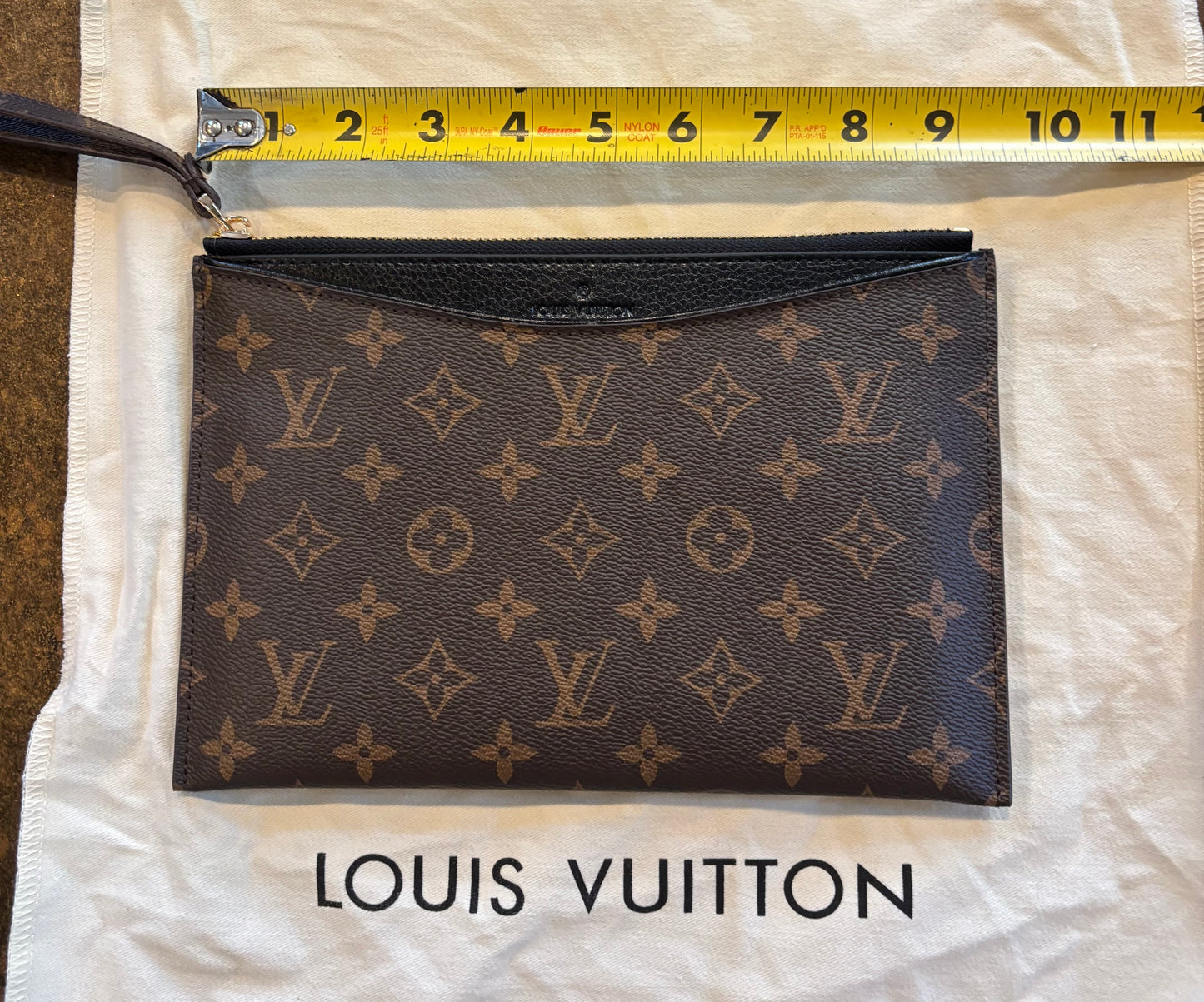 LV Mono Zippered Clutch