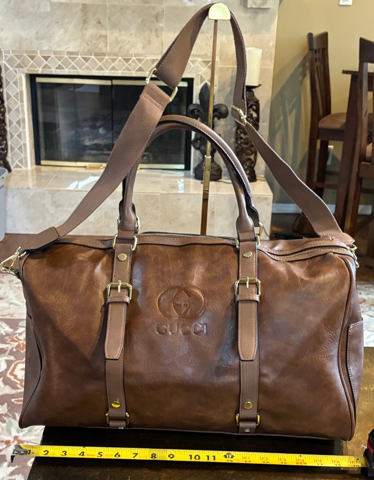 Gucci Brown Latte Weekender Duffle