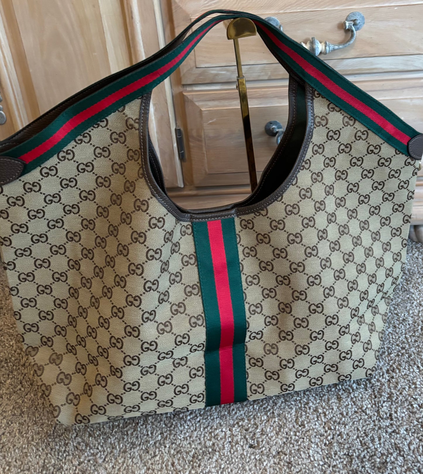 Gucci Medium GG Canvas Brown Mono Tote Bag 2683