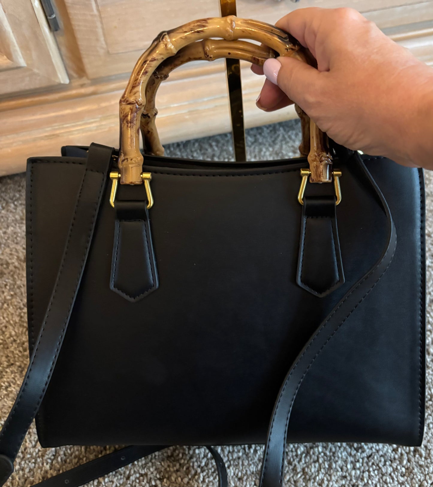 Gucci Black Diana Bamboo Handle/Crossbody Rhinestone 2685