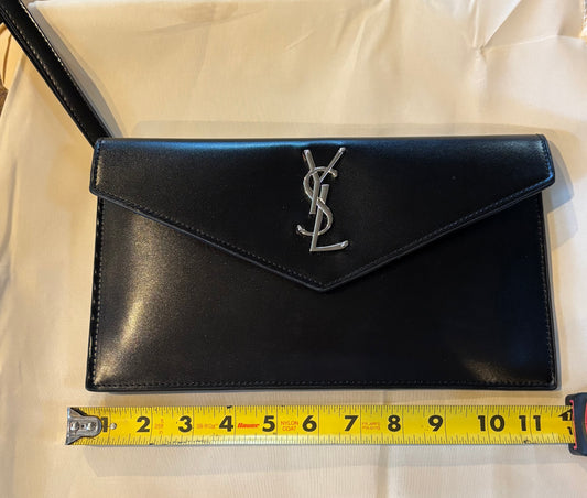 YSL Black Clutch Silver Hardware