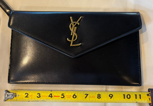 YSL Black clutch rubbed gold hardware