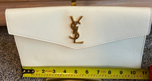 YSL Off White Envelope Magnetic Clutch 2691 *BEST*