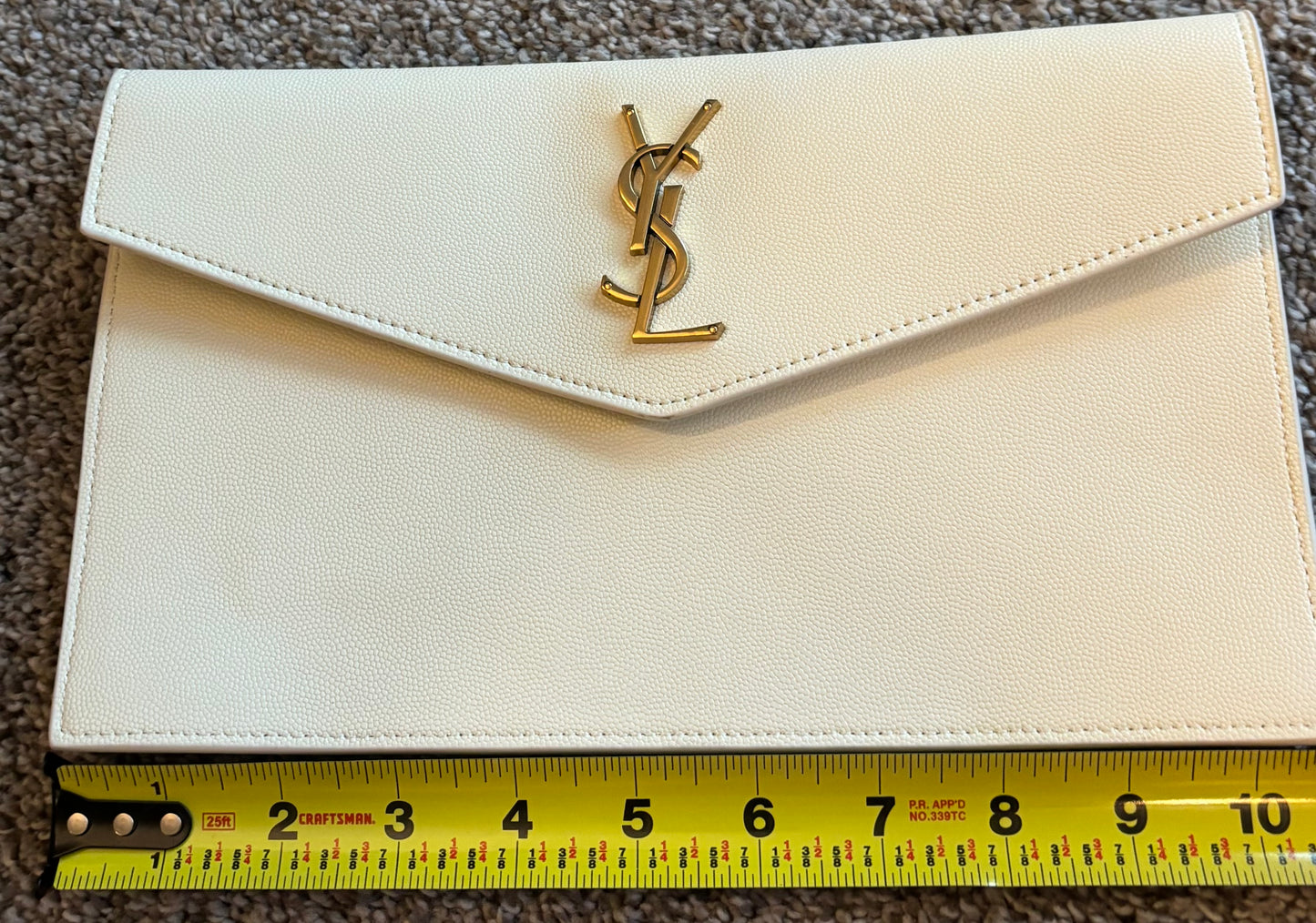 YSL Off White Envelope Magnetic Clutch 2691 *BEST*