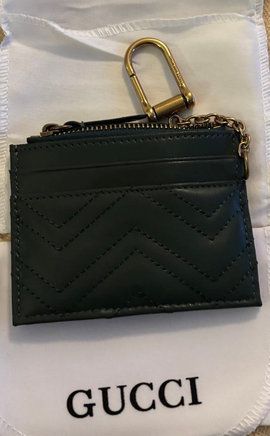 Gucci Deep Green Zippered Key Pouch