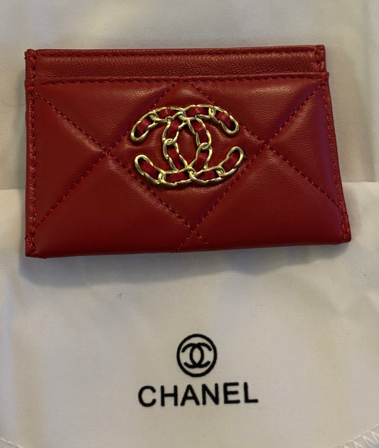 Chanel Red Leather Cardholder
