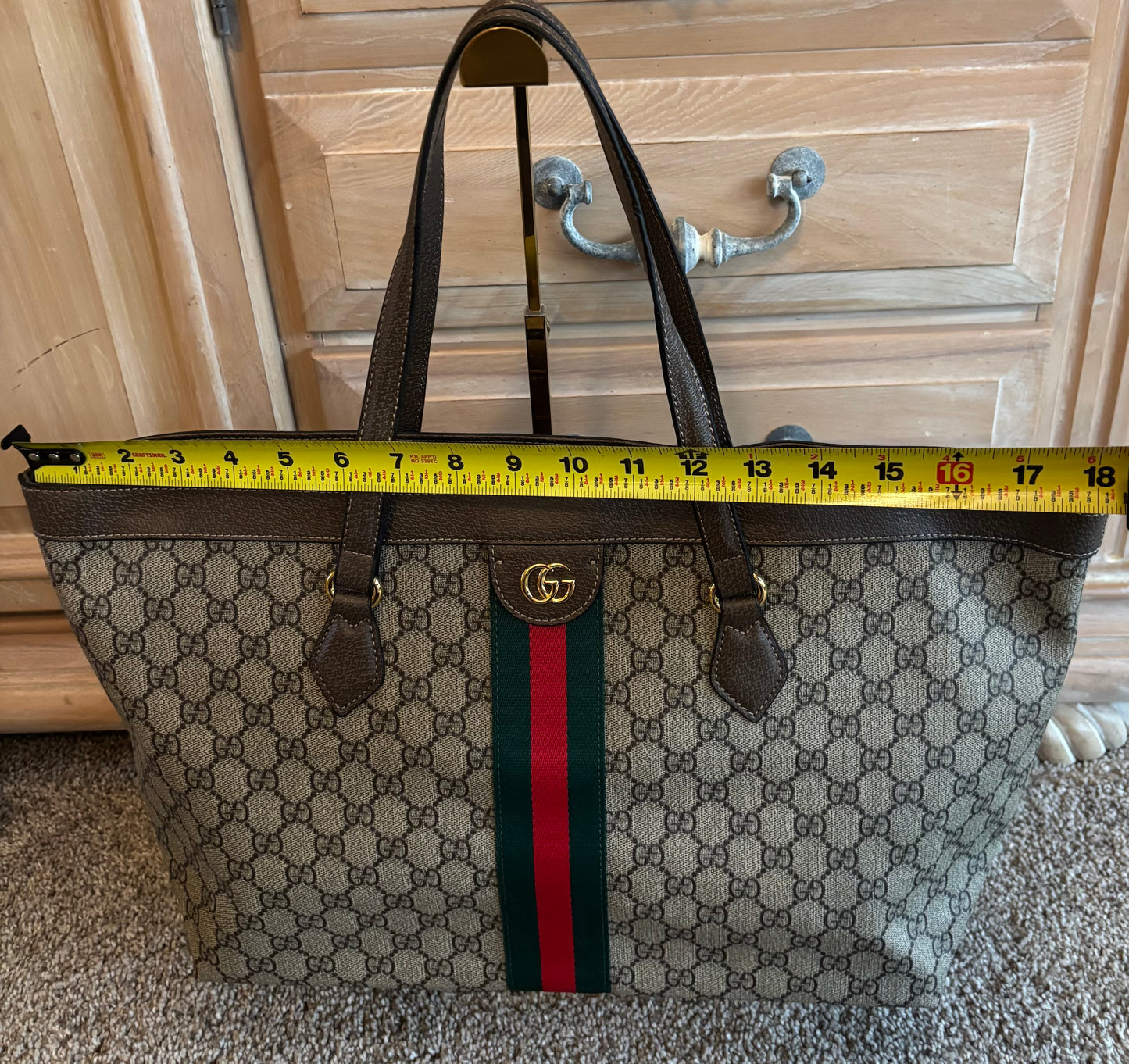 Gucci Brown Mono Striped Tote Shoulder Bag 2694