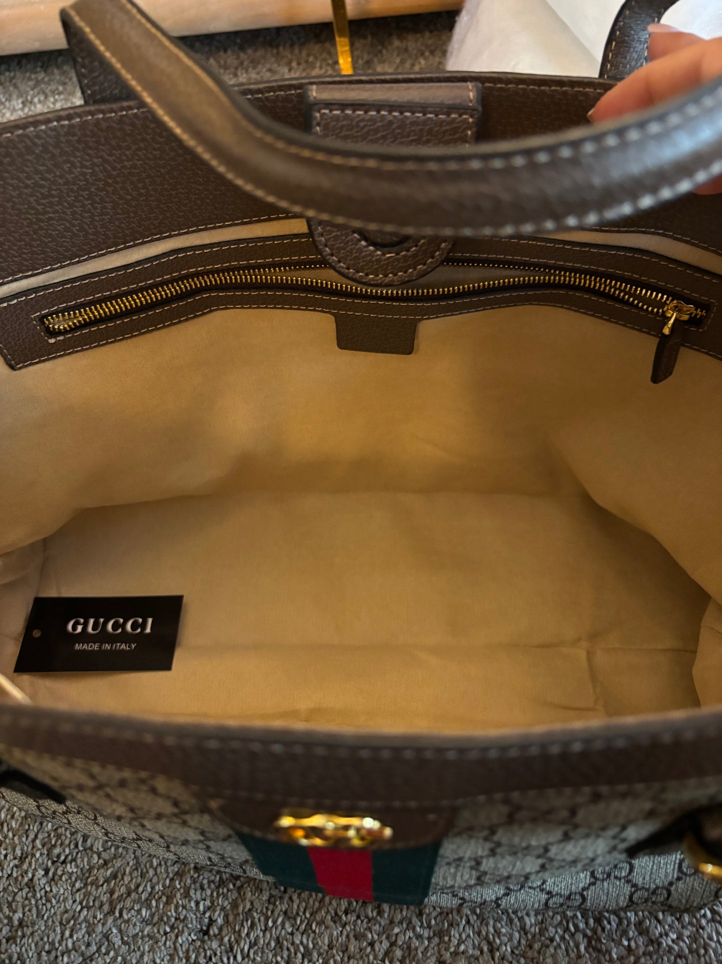 Gucci Brown Mono Striped Tote Shoulder Bag 2694