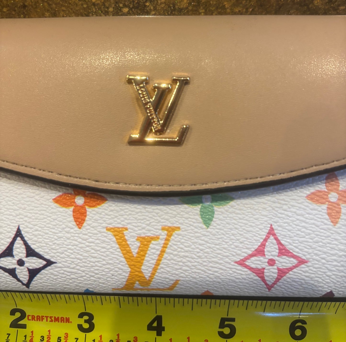 LV Large Tan/White Multi Color Wallet 2699