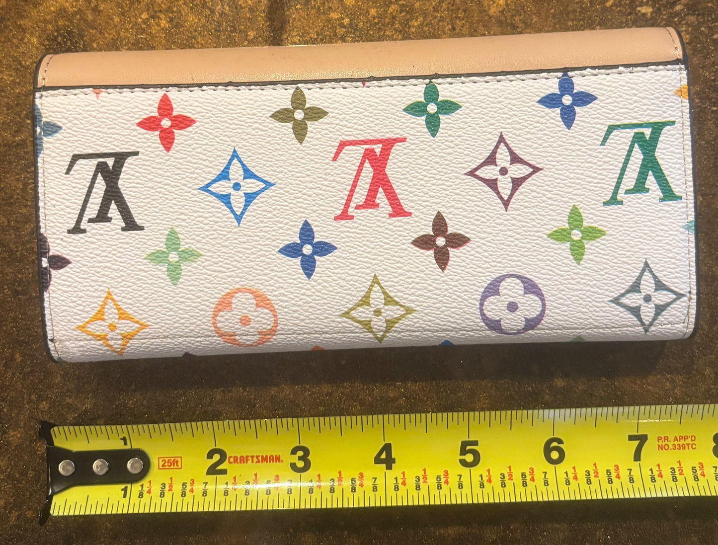 LV Large Tan/White Multi Color Wallet 2699