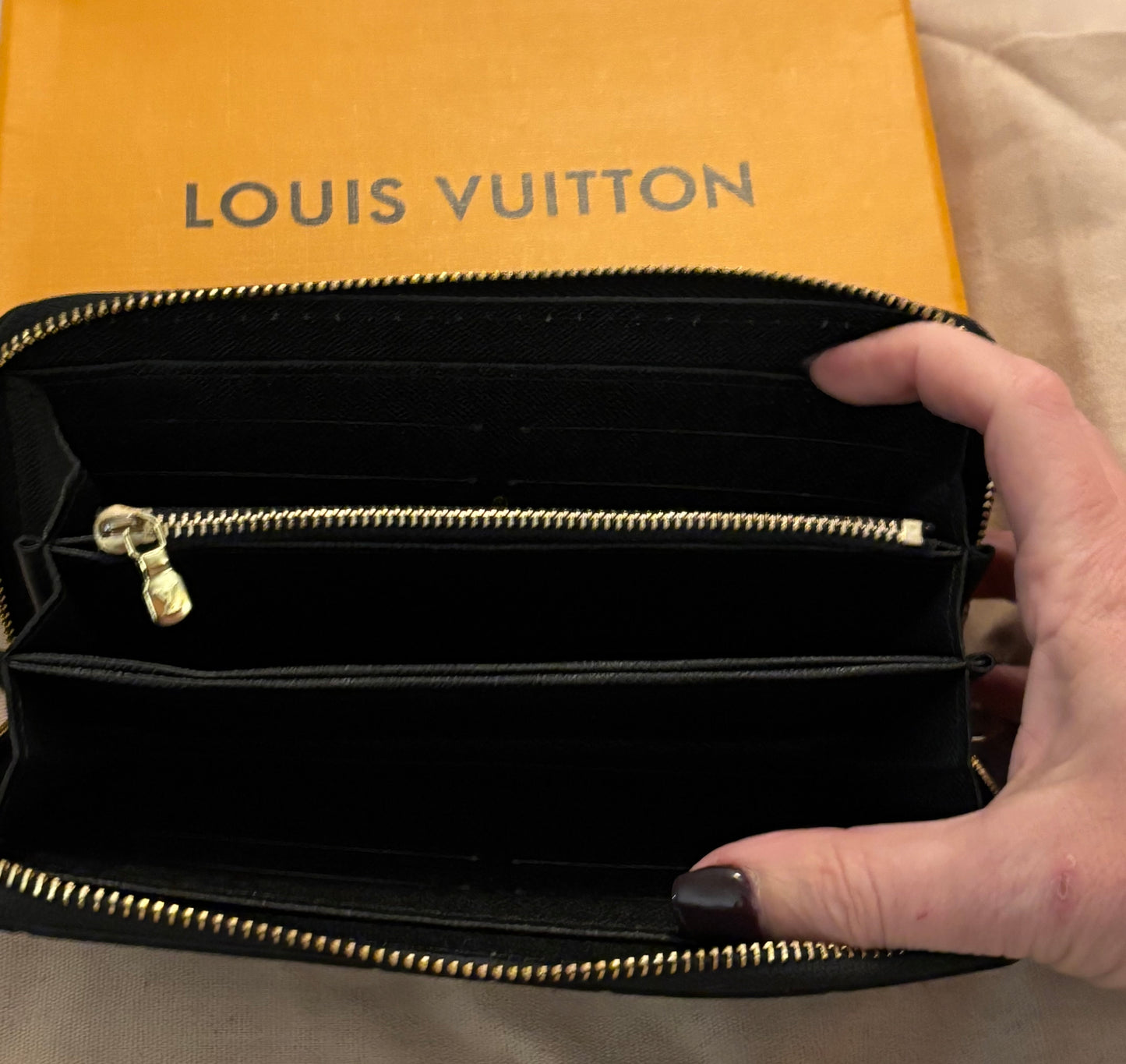 LV Large Black Zippered Wallet